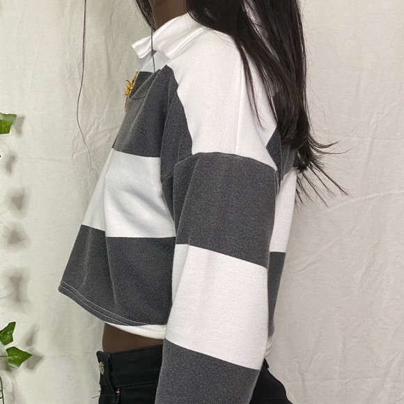 PLT POLO LONG SLEEVE CROP TOP - Picture 2 of 4